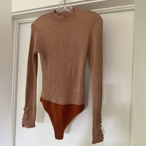Free People Intimately NWOT copper ribbed bodysuit
